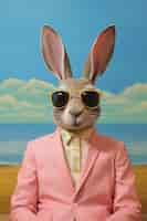 Free photo 3d rendering of easter bunny dressed up