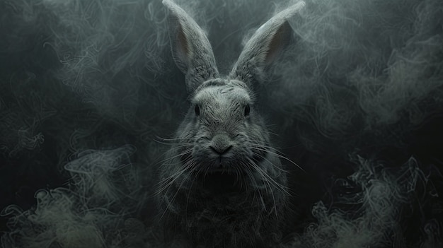 3d rendering of easter bunny painting in dark ages