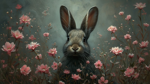 Free Photo 3d rendering of easter bunny painting in dark ages