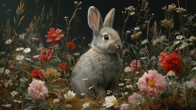 Free photo 3d rendering of easter bunny painting in dark ages