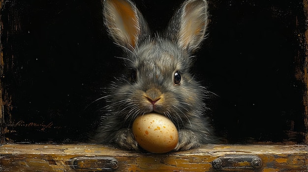 Free photo 3d rendering of easter bunny painting in dark ages