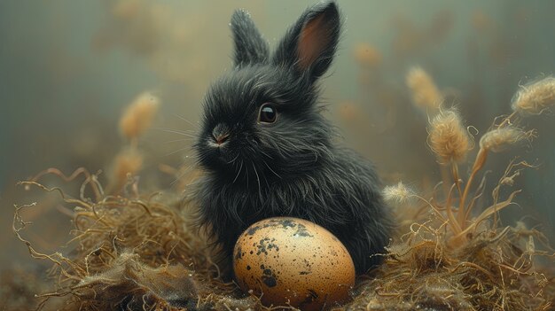 3d rendering of easter bunny painting  in dark ages