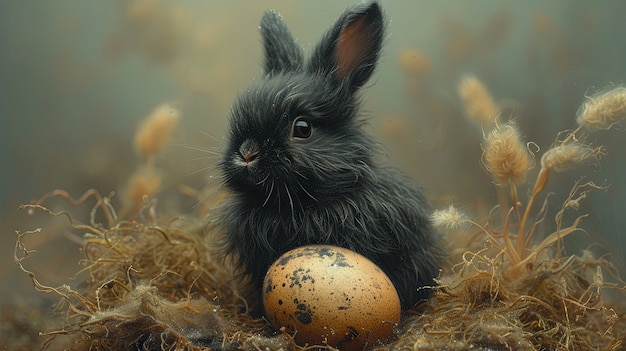 3d rendering of easter bunny painting  in dark ages