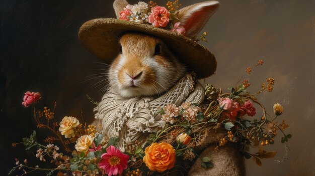 3d rendering of easter bunny painting  in dark ages