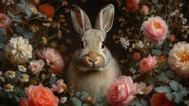 3d rendering of easter bunny painting  in dark ages