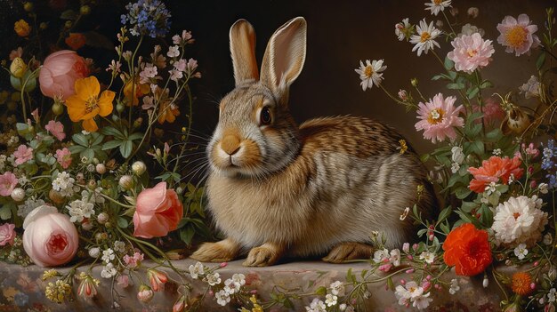 3d rendering of easter bunny painting  in dark ages