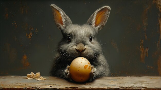 3d rendering of easter bunny painting  in dark ages