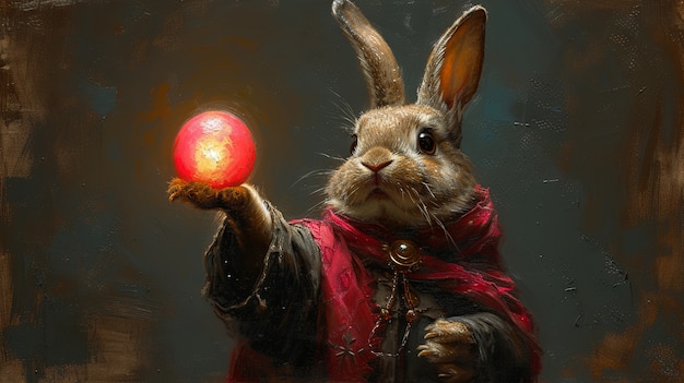 3d rendering of easter bunny painting  in dark ages