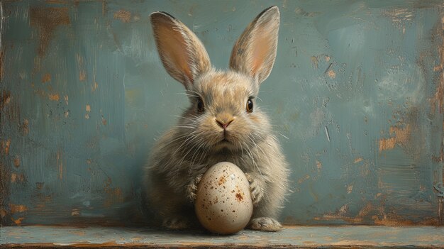 3d rendering of easter bunny painting  in dark ages