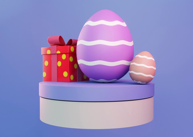 3d rendering of easter eggs podium