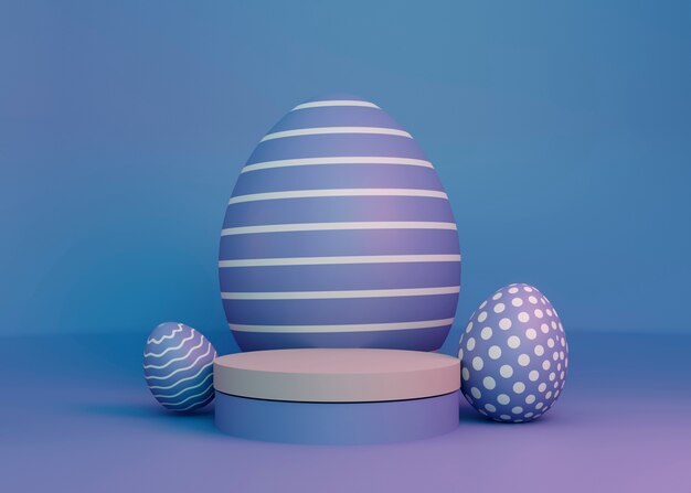 3d rendering of easter eggs podium