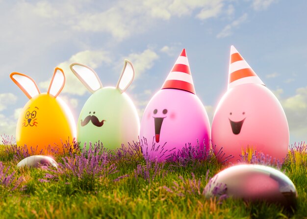 3d rendering of easter eggs