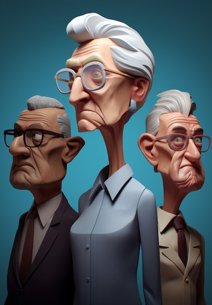 3d rendering of elder people portrait