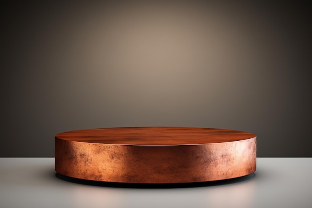 Free Photo 3d rendering of empty oxidised copper podium for product display studio backdrop