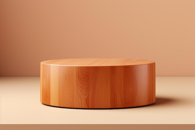 Free Photo 3d rendering of empty round wooden podium for product display