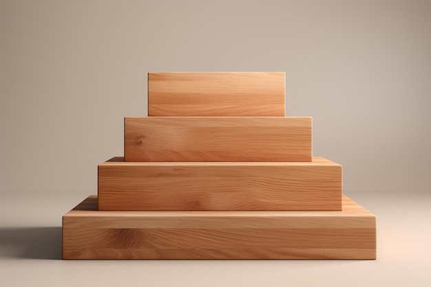 Free photo 3d rendering of empty stepped wooden podium for product display