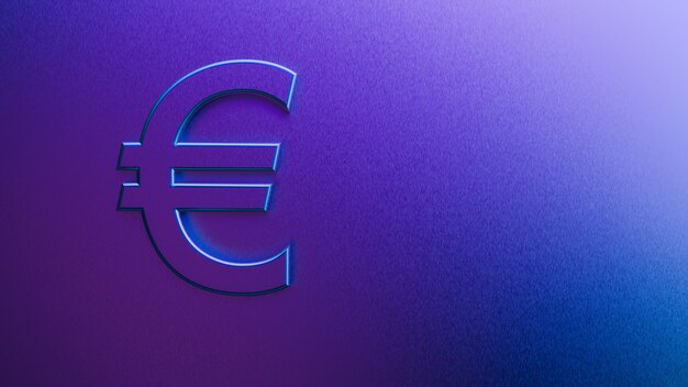 3d rendering of euro sign on a purple background