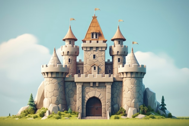 3d rendering of fantasy castle building