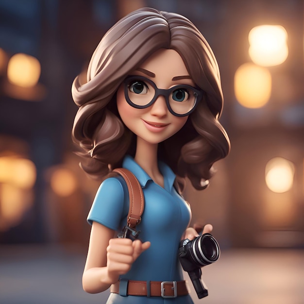 3d rendering of a female photographer with a camera in her hand