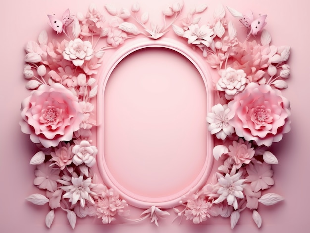 Free photo 3d rendering of floral frame