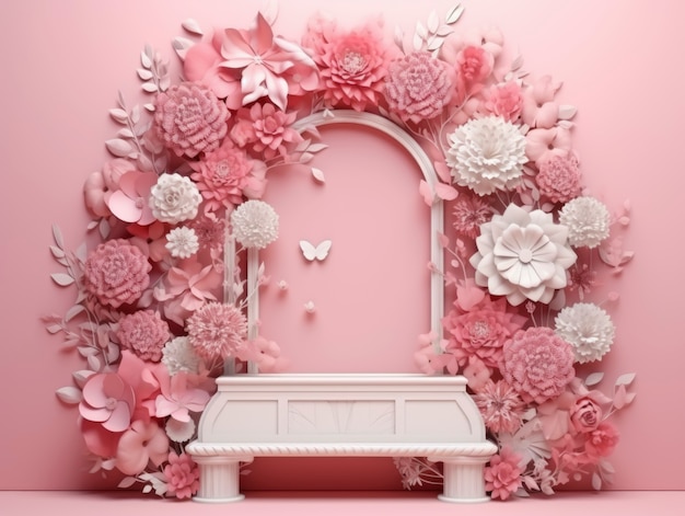 3d rendering of floral frame