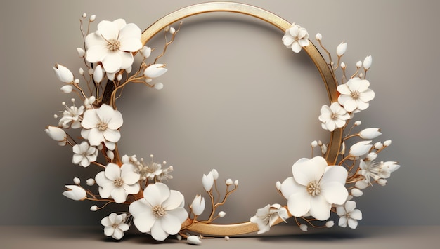 3d rendering of flowers decorated  frame