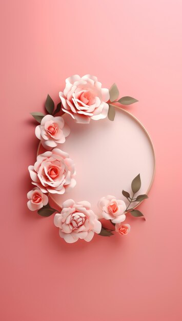 3d rendering of flowers decorated  frame