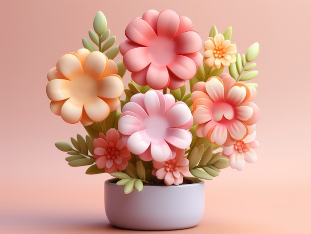 Free photo 3d rendering of flowers