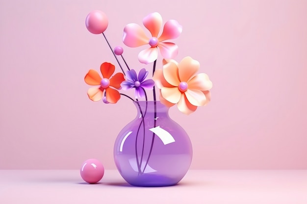 Free photo 3d rendering of flowers