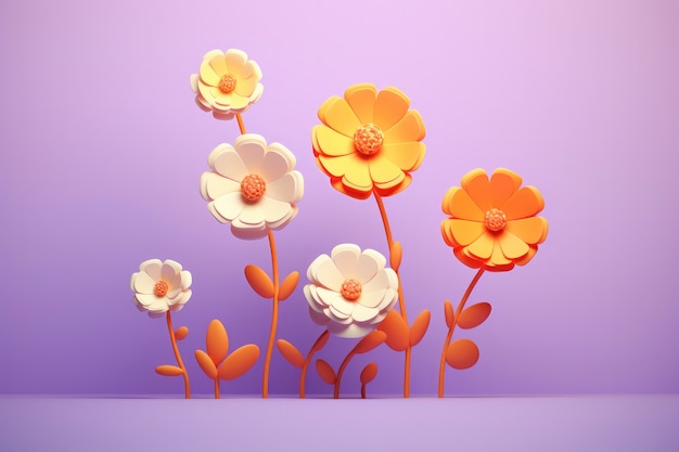 Free Photo 3d rendering of flowers