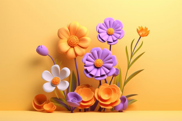 Free photo 3d rendering of flowers