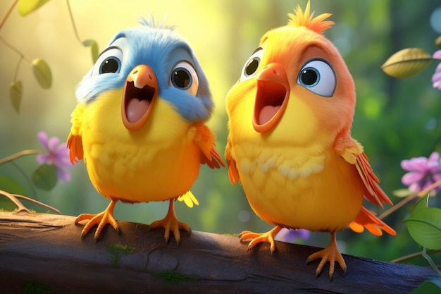 Free Photo 3d rendering of forest birds