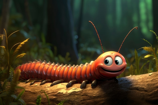 Free photo 3d rendering of forest caterpillar