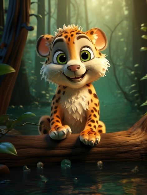 Free photo 3d rendering of forest cheetah