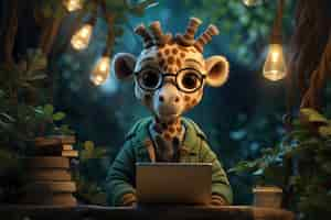 Free photo 3d rendering of forest giraffe