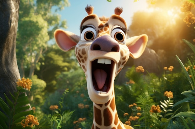 3d rendering of forest giraffe