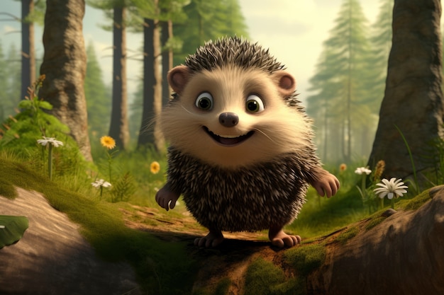 Free photo 3d rendering of forest hedgehog