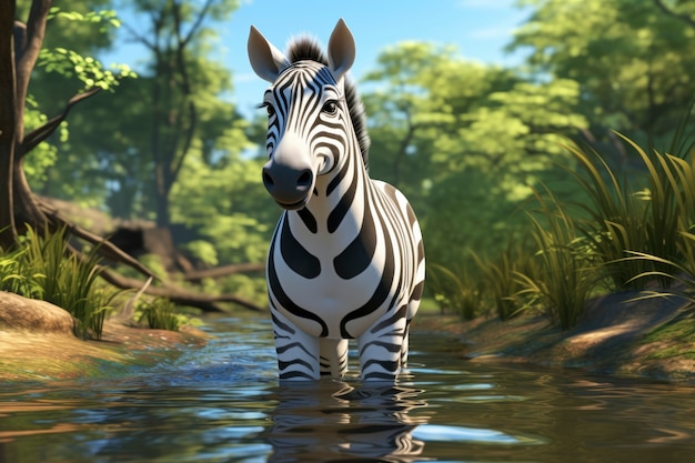 Free photo 3d rendering of forest zebra