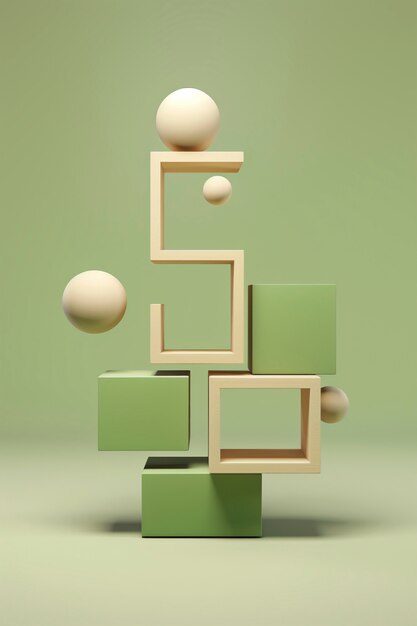 3d rendering of geometric shapes sculpture