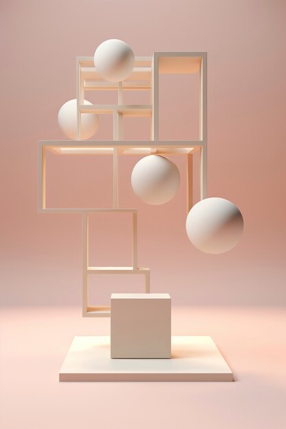 3d rendering of geometric shapes sculpture