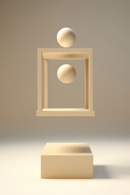 Free Photo 3d rendering of geometric shapes sculpture