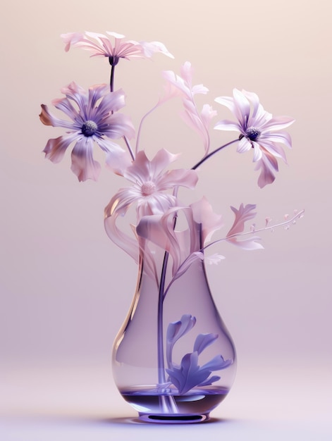 Free Photo 3d rendering of glass flower arrangement