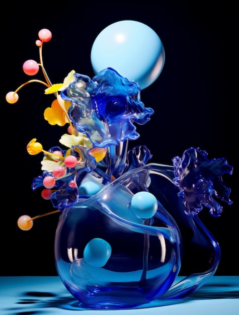 3d rendering of glass flower arrangement