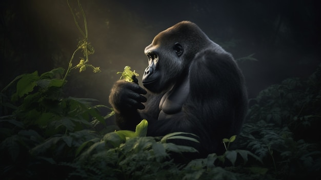 Free photo 3d rendering of gorilla portrait