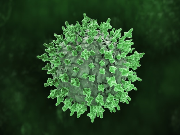 Free Photo 3d rendering of a green coronavirus microbe cell