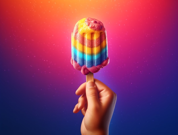 Free photo 3d rendering of hand holding ice cream