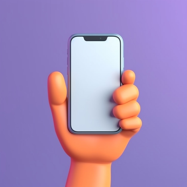 Free photo 3d rendering of hand holding phone