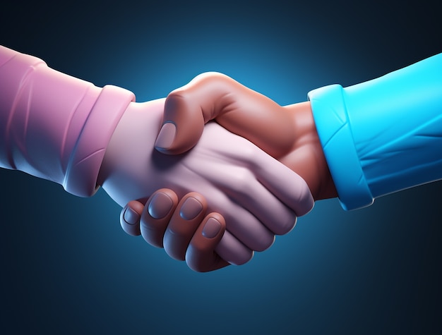 Free photo 3d rendering of hand shake