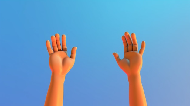 3d rendering of hands up