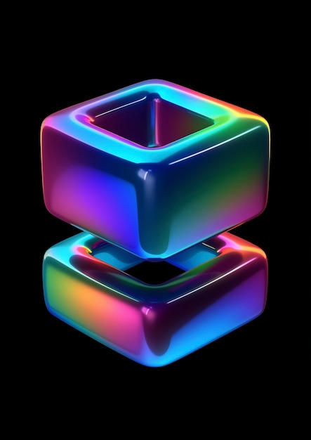 3d rendering of holographic cube